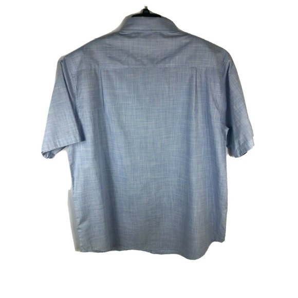 Beverly Hills Polo Men's 3XLB Short Sleeve Button Up Blue Cotton Blend Shirt A9 - Picture 4 of 4